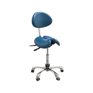 Silla con Ruedas Ergonomica y Respaldar Cromado Premium Azul Agata