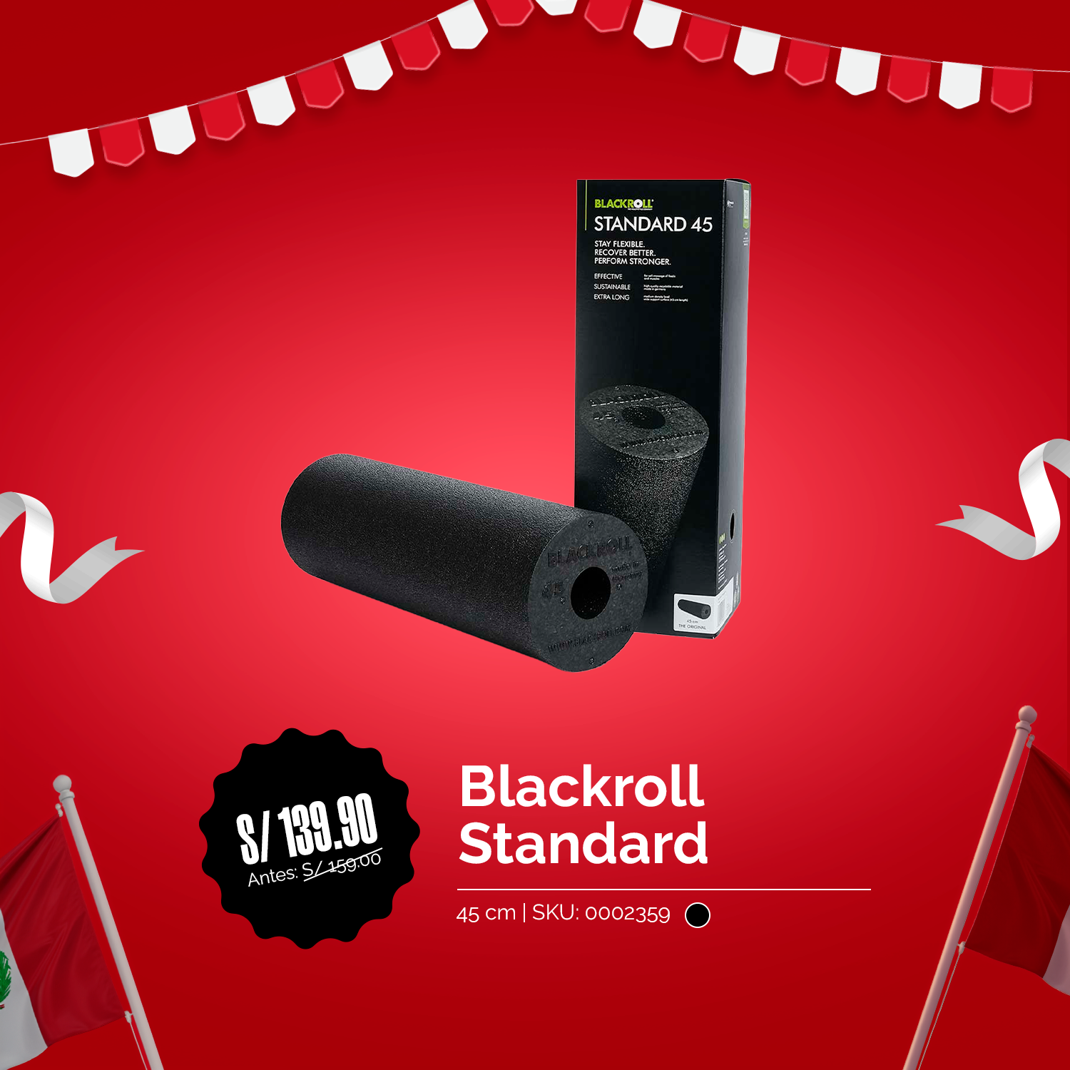 Blackroll Standard 45 Cm - Negro BLACKROLL - Fiestas Patrias