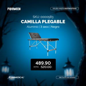 Camilla plegable de aluminio 3 secciones - negro (económica) - TOTAL RECOVERY - FISIOWEEN