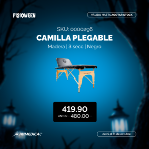 Camilla plegable de madera 3 secciones - negro (económica) - TOTAL RECOVERY - FISIOWEEN